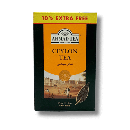 Ahmad Tea Ceylon loose leaf tea 454g box front view