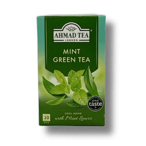 Ahmad Tea mint green tea box with mint leaves