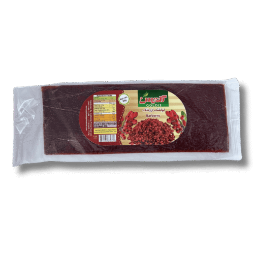 Barberry fruit leather sheet packaged and ready to eat