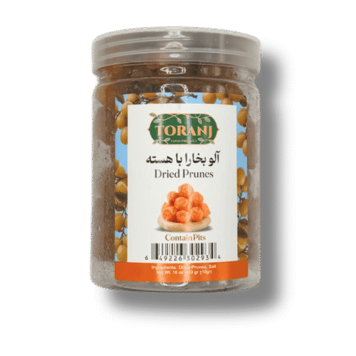Dried prunes aloo bukhara in clear container