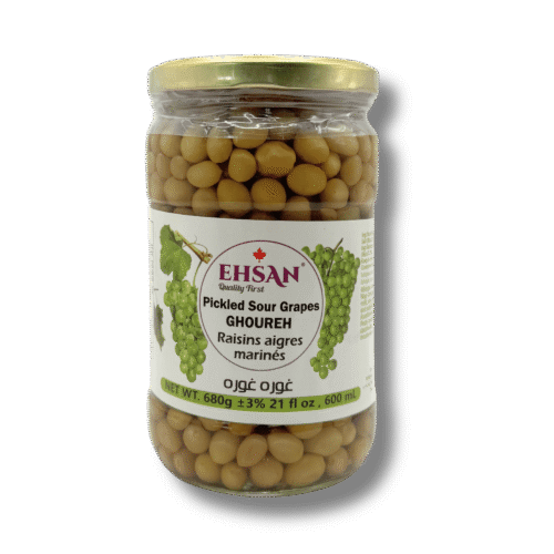 Ehsan pickled sour grapes ghoureh in glass jar