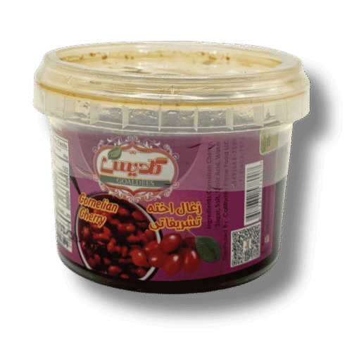 Goaldees cornelian cherry preserve in plastic tub