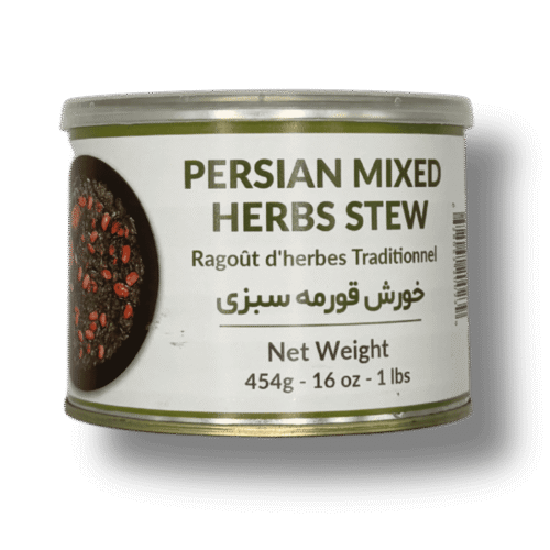 Persian mixed herbs stew ghormeh sabzi 16 oz can front view