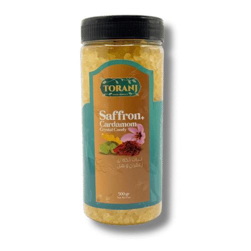 Saffron and cardamom infused crystal sugar candy