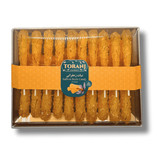 20 Saffron rock candy sticks with crystal sugar