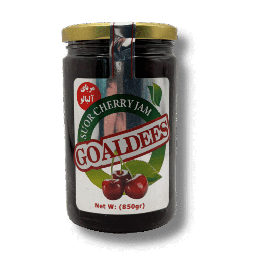 Sour cherry jam jar Goaldees brand