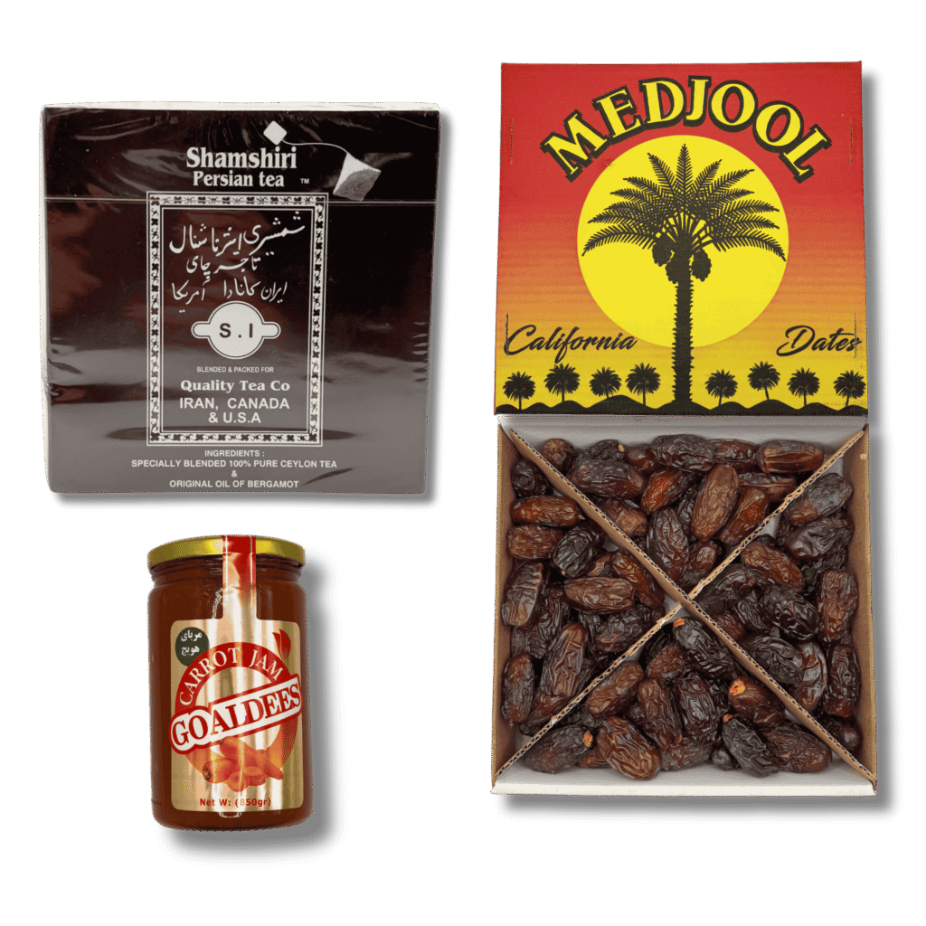 Bundle with Persian tea, Medjool dates, and carrot jam