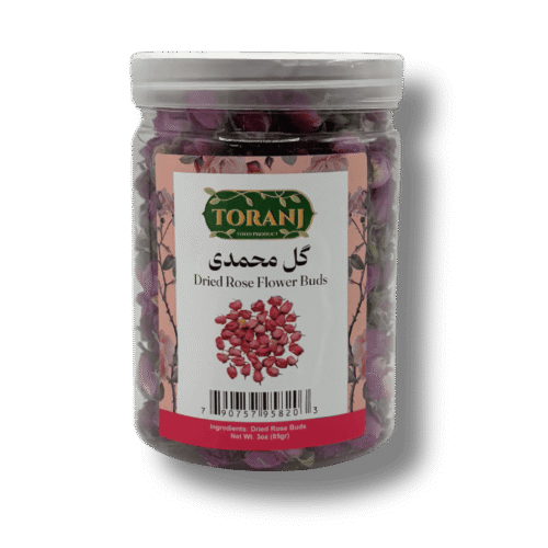 Toranj Dried Rose Flower Buds in 3 oz plastic jar container